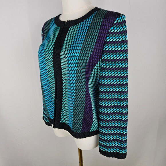 St. John Jacket Size Small Wool Blend Hook Turquoise Luxury - Picture 7 of 11